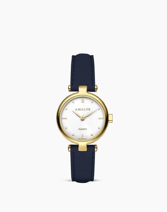 Montre AMALYS Martine Dorée cuir Bleu