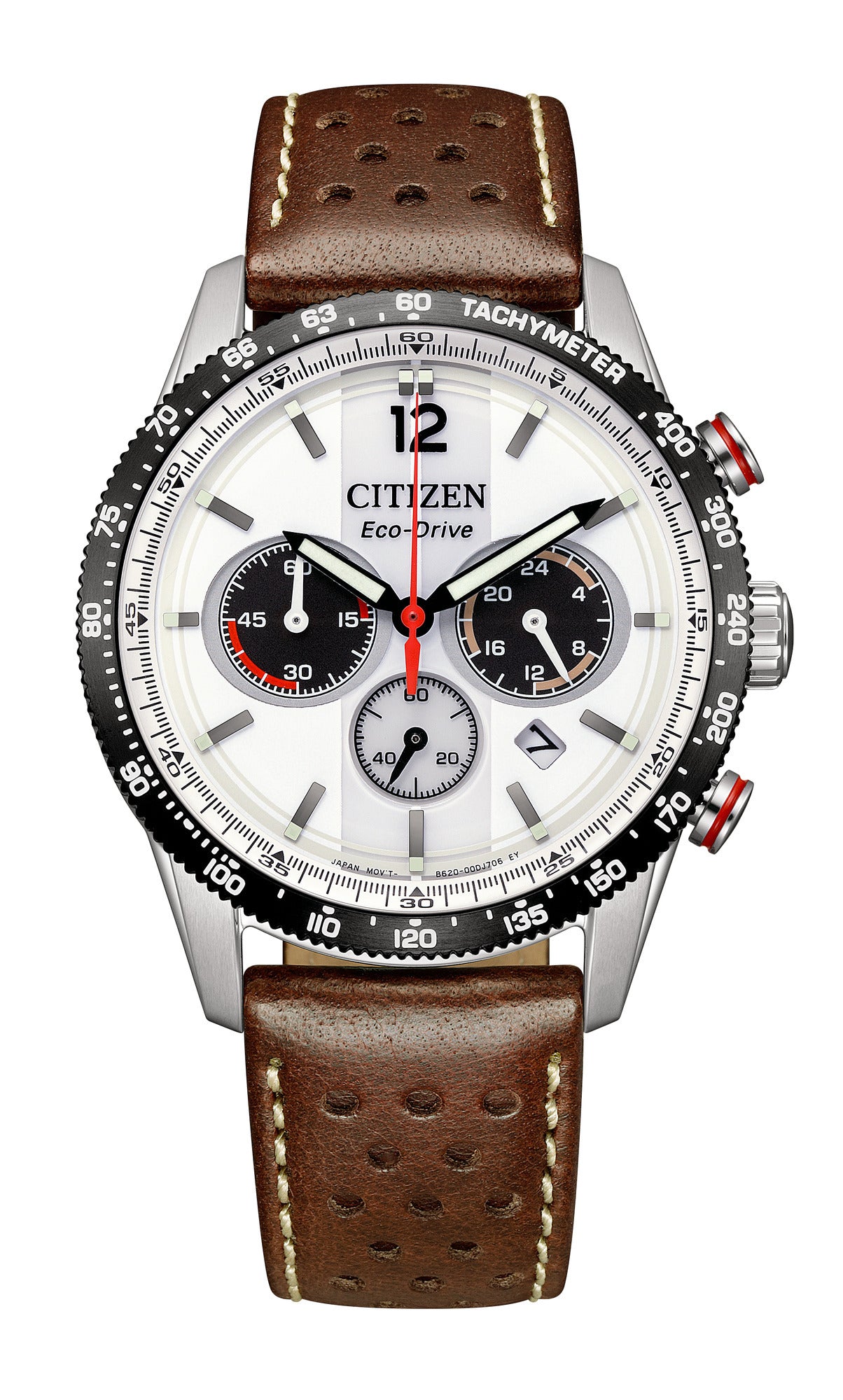 Montre CITIZEN Vintage Racing Eco-Drive Chrono Acier Cuir Marron