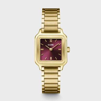 Coffret Montre Bijou CLUSE Gracieuse Petite Dorée Rouge Bordeaux