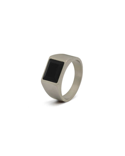 Bague Chevalière Gemini CREDO Titane Argent Noir