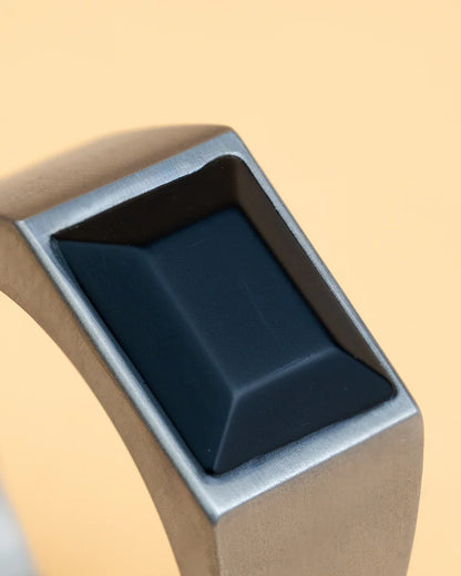 Bague Chevalière Gemini CREDO Titane Argent Noir