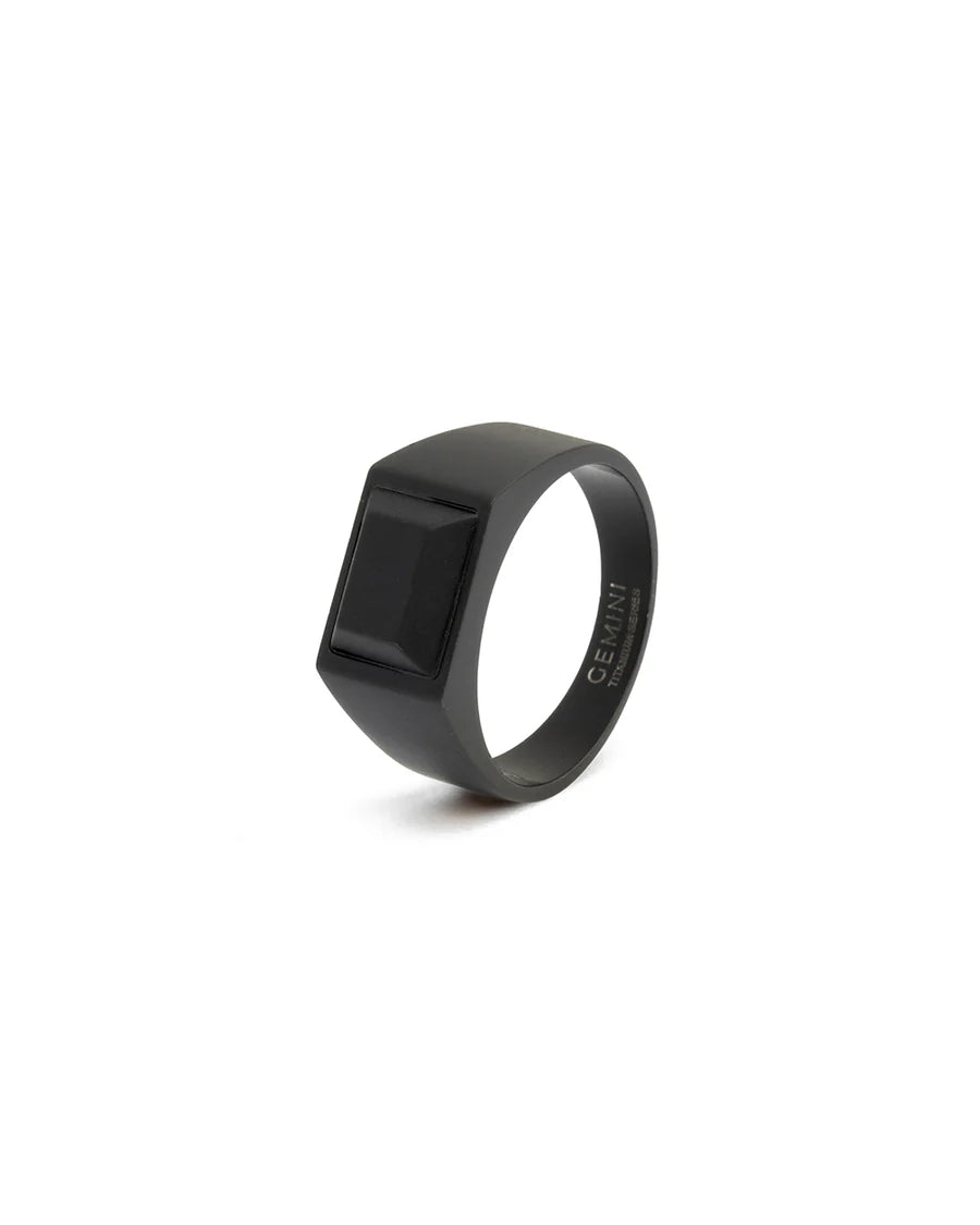 Bague Chevalière Gemini CREDO Titane Noir