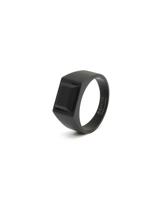 Bague Chevalière Gemini CREDO Titane Noir