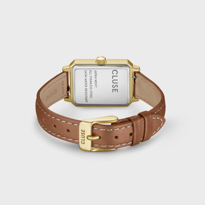 Montre CLUSE Fluette Dorée sable Cuir brun
