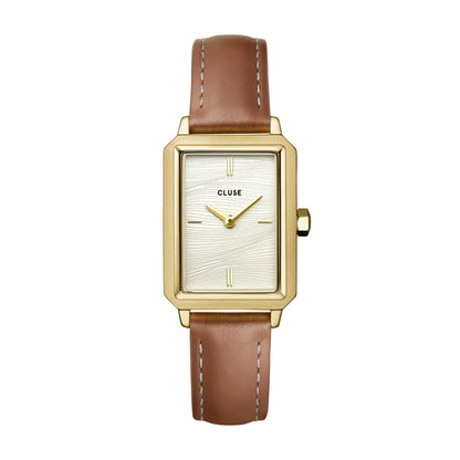 Montre CLUSE Fluette Dorée sable Cuir brun