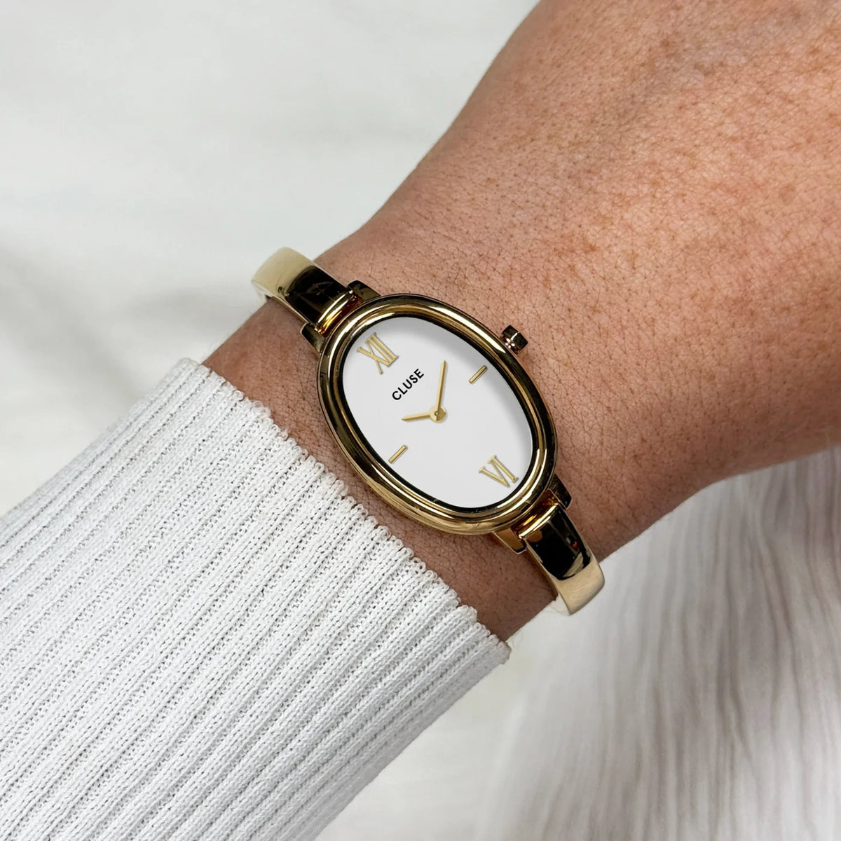 Montre CLUSE L'Ovale Dorée Blanc