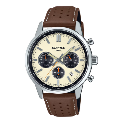 Montre CASIO EDIFICE Chrono Beige Cuir marron EFR-575L-7AEF