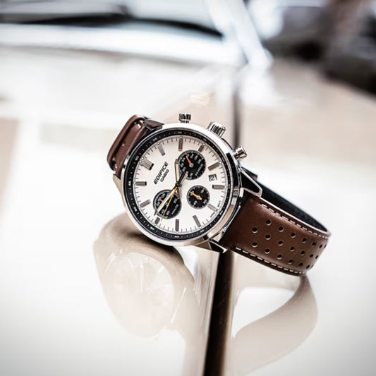 Montre CASIO EDIFICE Chrono Beige Cuir marron EFR-575L-7AEF