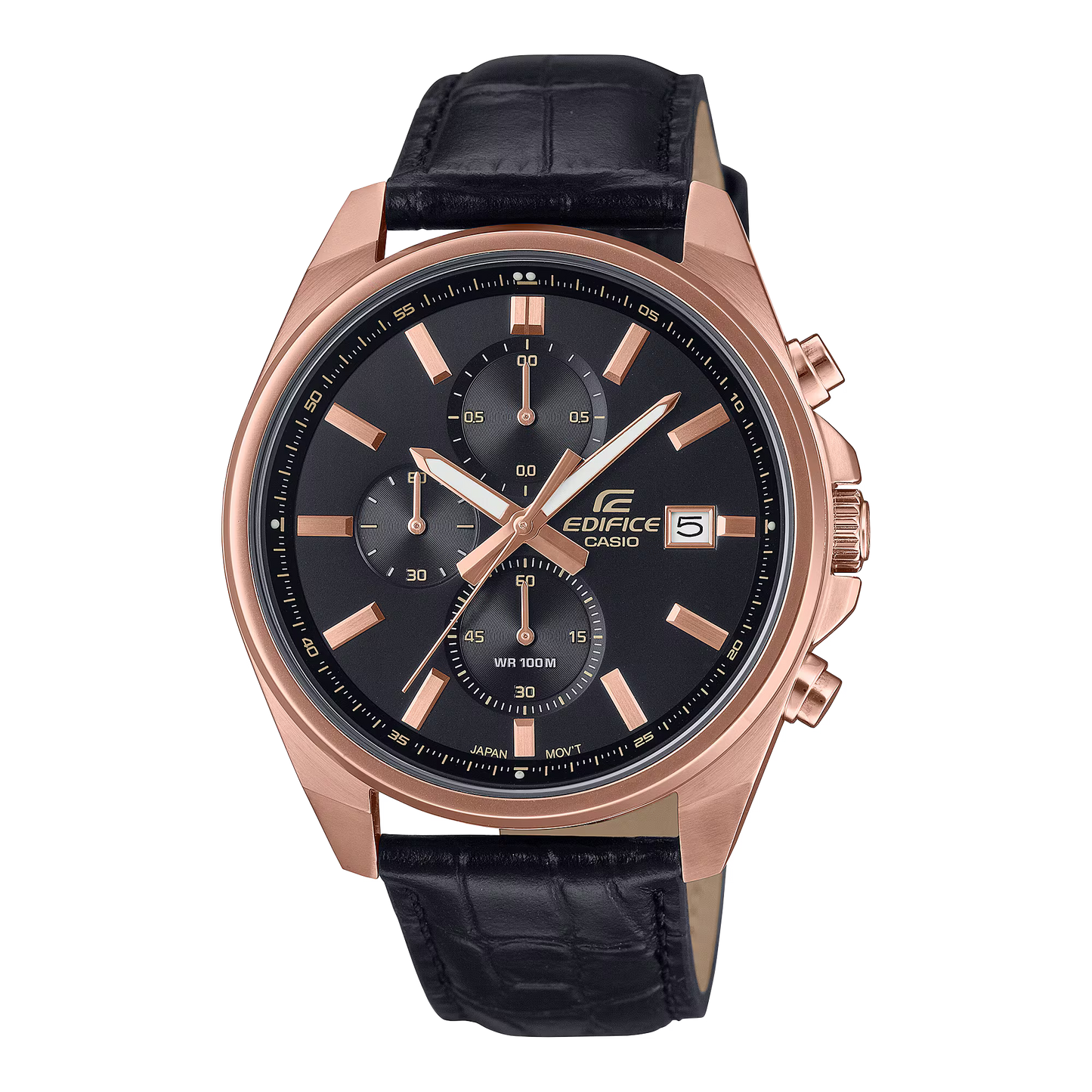 Montre CASIO EDIFICE Chrono Rose dorée Cuir noir EFV-610ECL-1AUEF