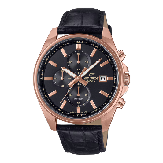 Montre CASIO EDIFICE Chrono Rose dorée Cuir noir EFV-610ECL-1AUEF