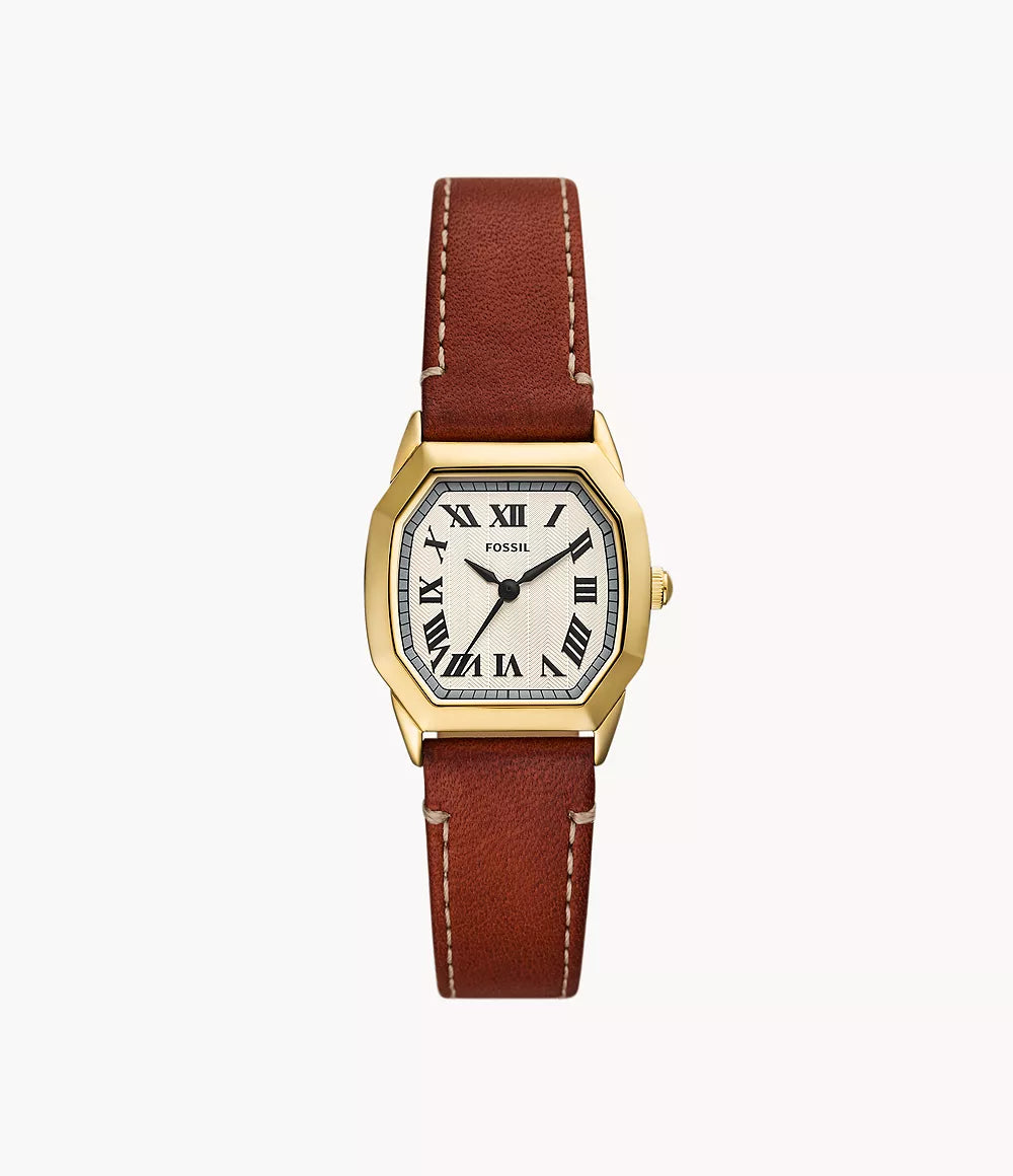 Montre FOSSIL Harlow Femme dorée Cuir Brun