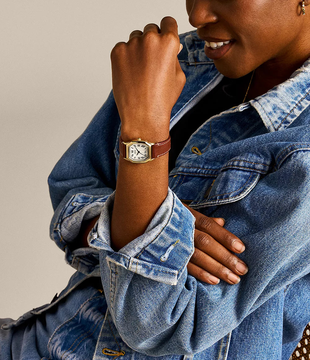Montre FOSSIL Harlow Femme dorée Cuir Brun