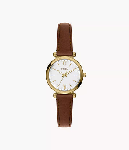 Montre FOSSIL Carlie mini dorée cuir marron