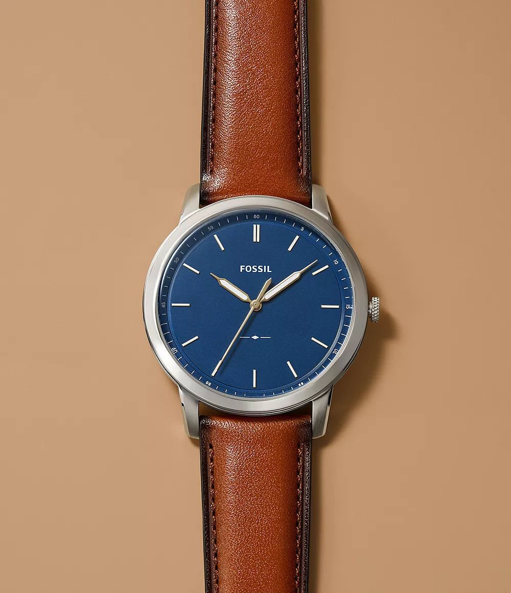 Montre FOSSIL Minimalist Acier Bleu cuir brun