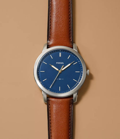 Montre FOSSIL Minimalist Acier Bleu cuir brun