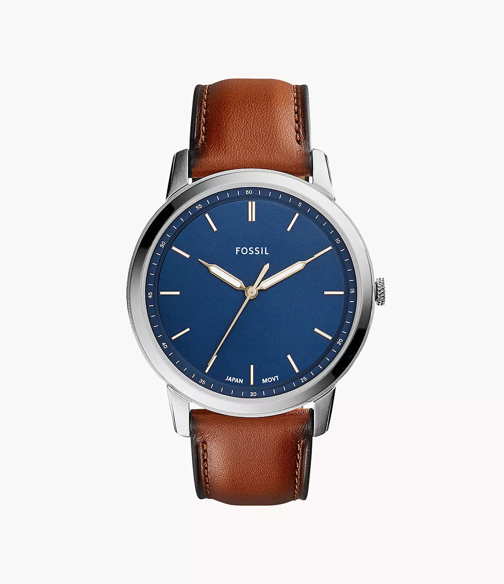 Montre FOSSIL Minimalist Acier Bleu cuir brun