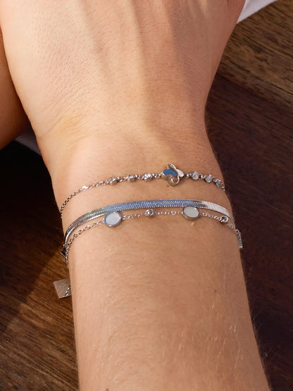 Bracelet ZAG Shanks Trèfle en acier inoxydable, zircons