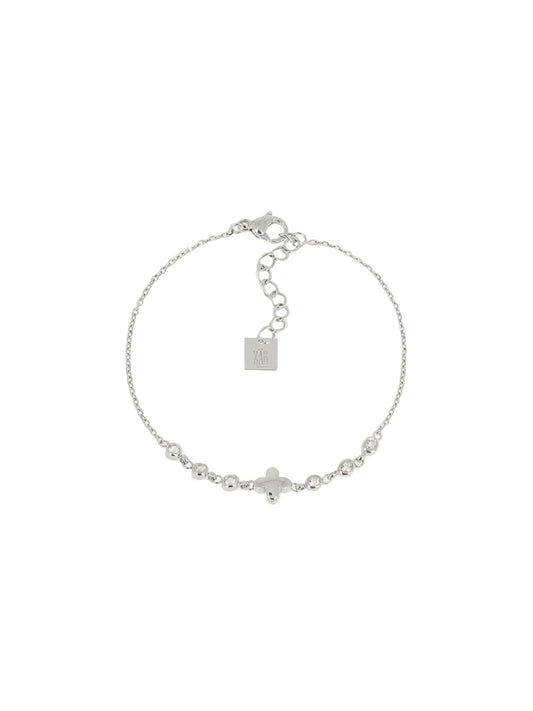 Bracelet ZAG Shanks Trèfle en acier inoxydable, zircons