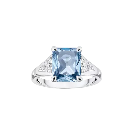 Bague Thomas SABO Argent Pierre bleue Aigue-Marine Oxydes de zirconium