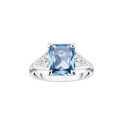 Bague Thomas SABO Argent Pierre bleue Aigue-Marine Oxydes de zirconium