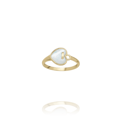 Bague Charles Garnier Coeur cadenas Argent doré Nacre - BIJOUX - AGF170311R-50