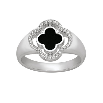 Bague Charles Garnier Légende réversible Argent Nacre et Onyx oxydes - Bijouterie TAMARA