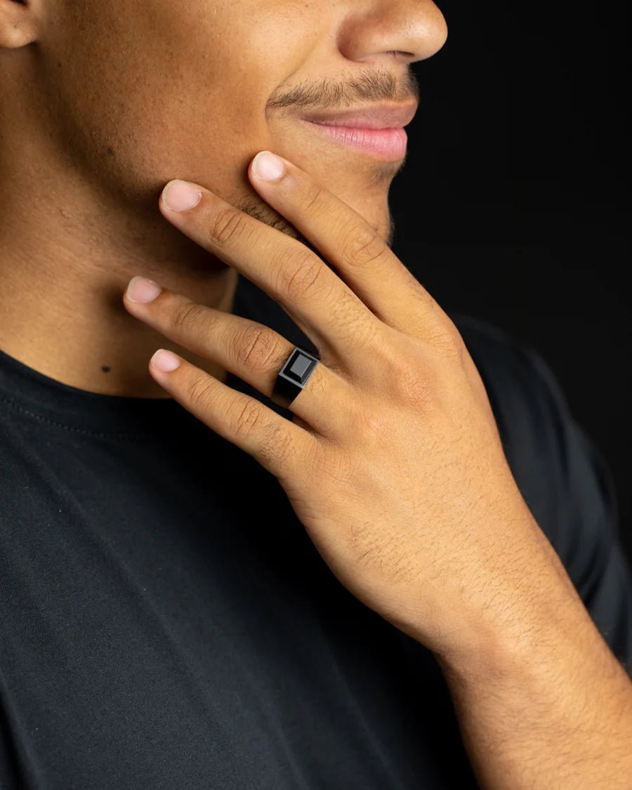 Bague Chevalière Gemini CREDO Titane Noir - BIJOUX -CRE02-54