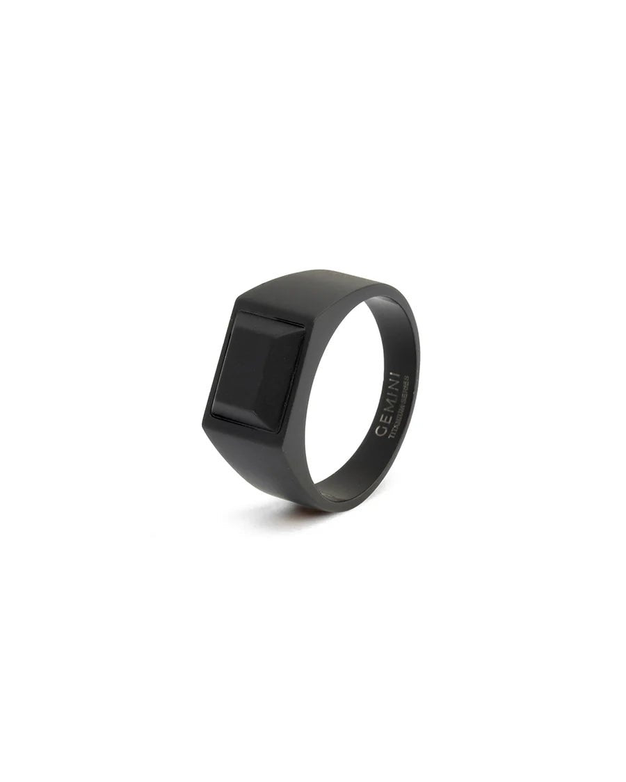 Bague Chevalière Gemini CREDO Titane Noir - BIJOUX -CRE02-54