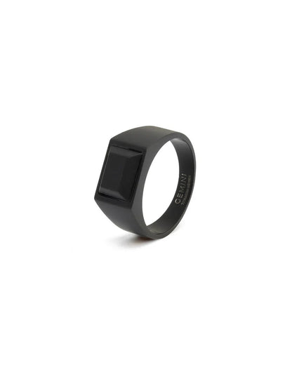 Bague Chevalière Gemini CREDO Titane Noir - BIJOUX -CRE02-54