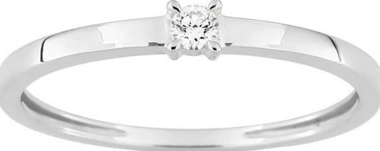 Bague Solitaire Or Blanc 375‰, Diamant de synthèse 0.05ct sertis griffes - BIJOUX -9KLGD025W
