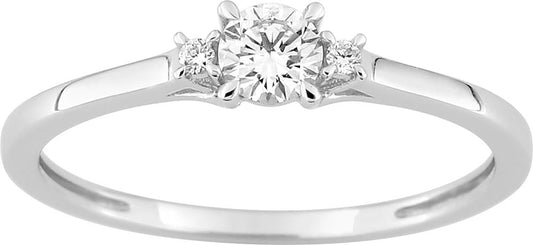 Bague Solitaire Or Blanc 375‰, Diamant de synthèse 0.22ct accompagné - BIJOUX -9KLGD043W