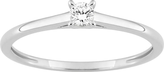 Bague Solitaire Or Blanc 375‰, Diamants de synthèse 0.10ct sertis griffes - BIJOUX -9KLGD021W