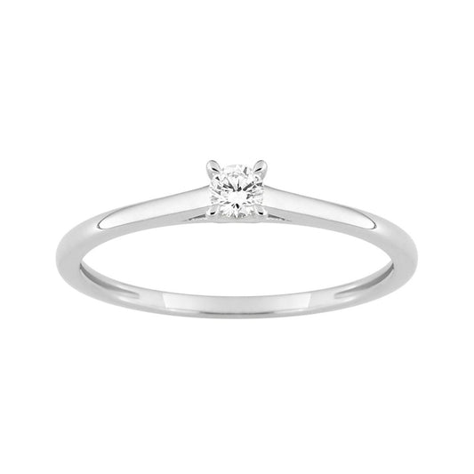 Bague Solitaire Or Blanc 375‰, Diamants de synthèse 0.10ct sertis griffes - BIJOUX -9KLGD021W