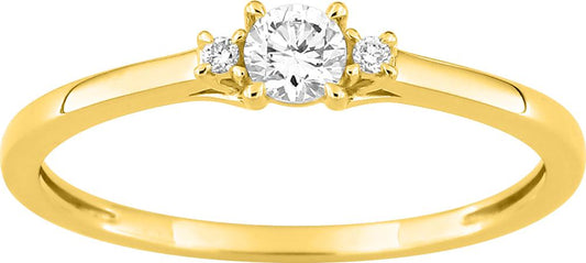 Bague Solitaire Or Jaune 375‰, Diamant de synthèse 0.15ct accompagné - BIJOUX -9KLGD042Y
