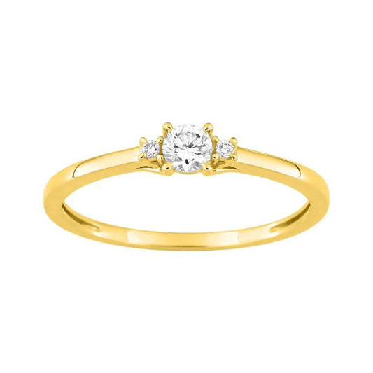 Bague Solitaire Or Jaune 375‰, Diamant de synthèse 0.15ct accompagné - BIJOUX -9KLGD042Y