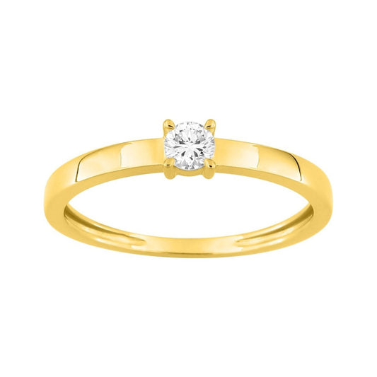 Bague Solitaire Or Jaune 375‰, Diamant de synthèse 0.15ct sertis griffes - BIJOUX -9KLGD027Y