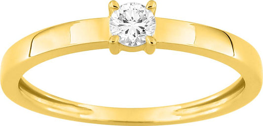 Bague Solitaire Or Jaune 375‰, Diamant de synthèse 0.15ct sertis griffes - BIJOUX -9KLGD027Y