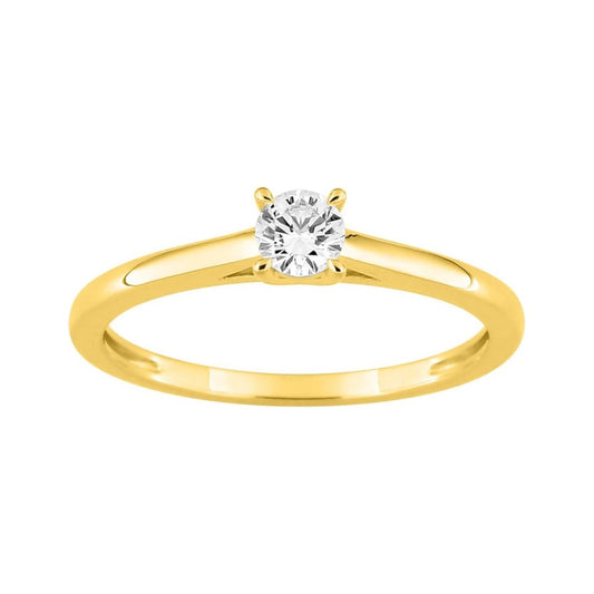 Bague Solitaire Or Jaune 375‰, Diamants de synthèse 0.20ct sertis griffes - BIJOUX -9KLGD023Y