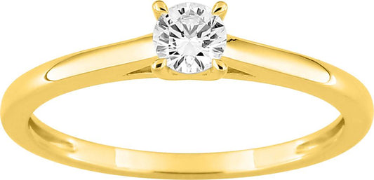 Bague Solitaire Or Jaune 375‰, Diamants de synthèse 0.20ct sertis griffes - BIJOUX -9KLGD023Y