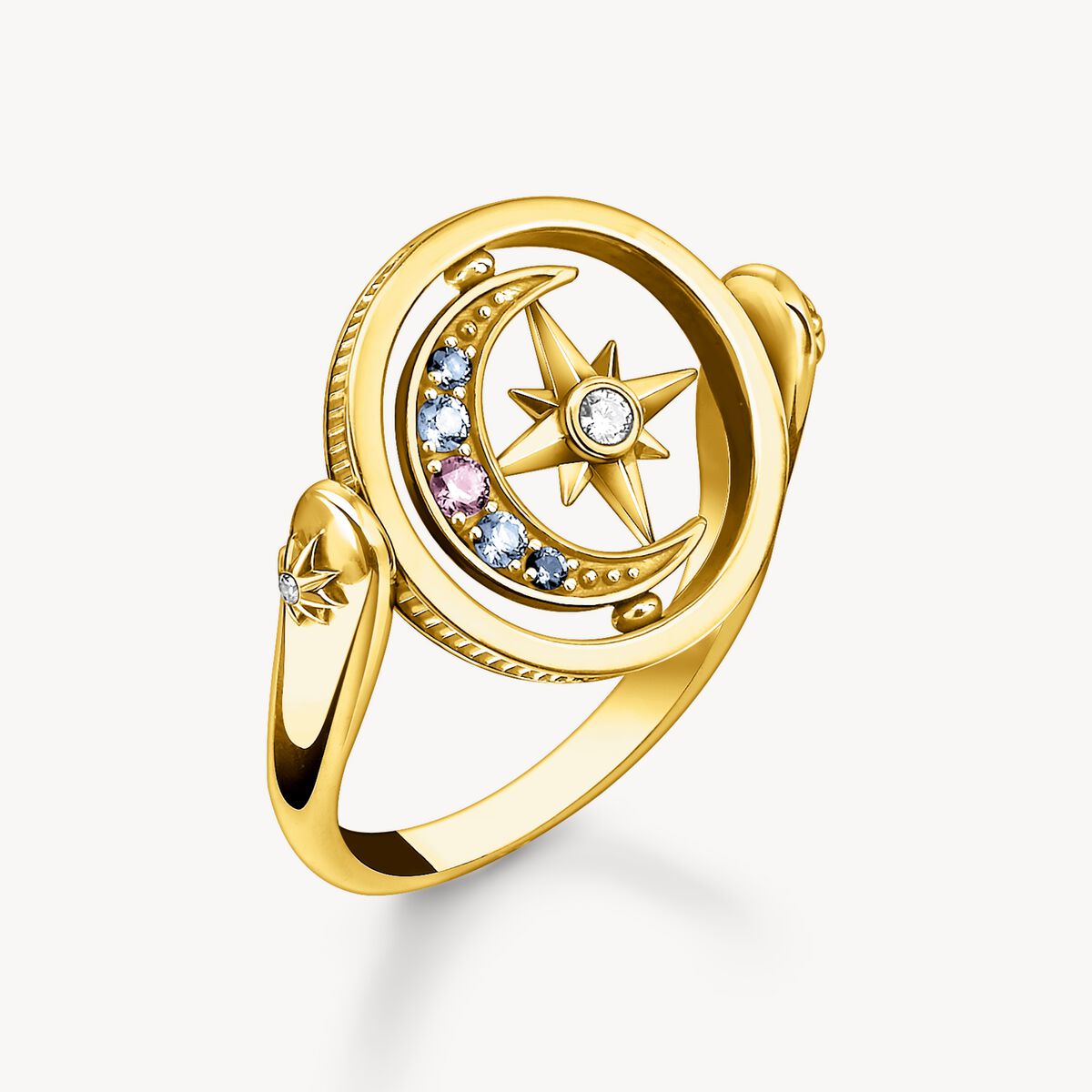 Bague Thomas SABO Royalty Argent Etoile & Lune Or - BIJOUX - TR2377-959-7-56