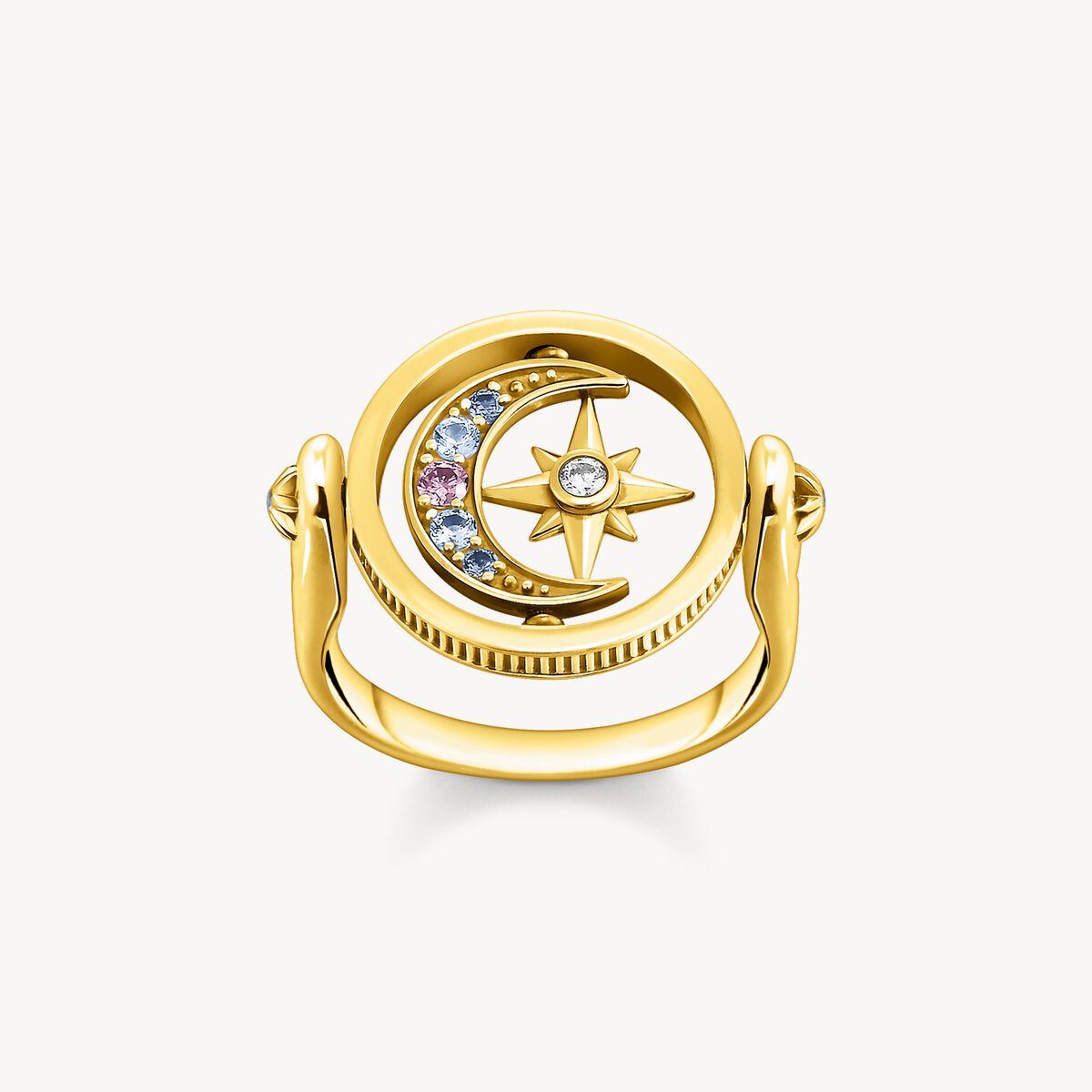 Bague Thomas SABO Royalty Argent Etoile & Lune Or - BIJOUX - TR2377-959-7-56