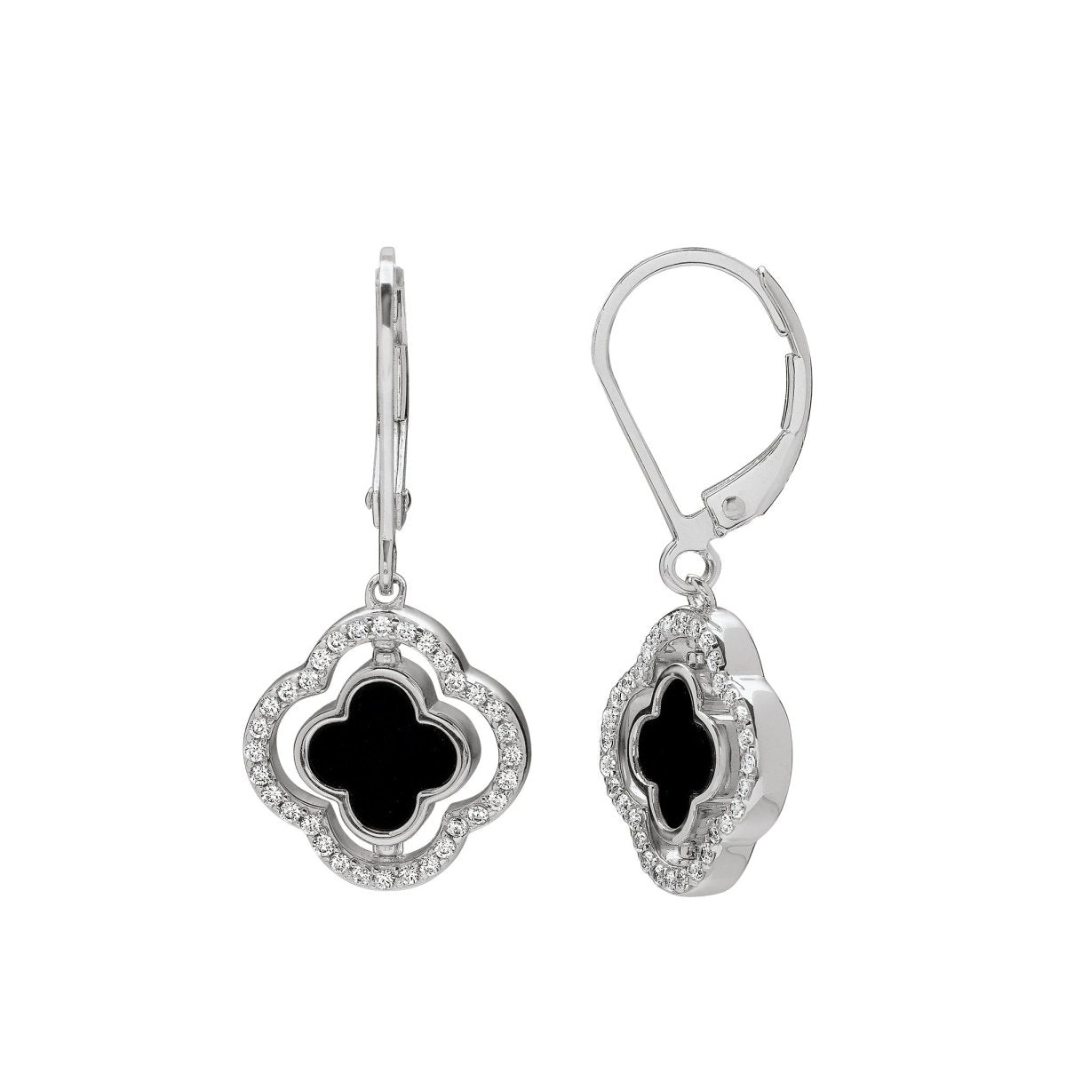 Boucles d’oreilles Charles Garnier Légende réversible Argent Nacre et Onyx oxydes - Bijouterie TAMARA