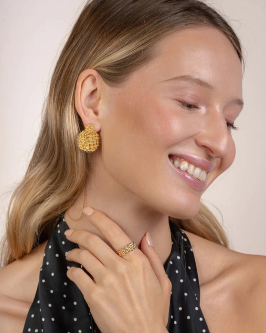 Boucles D'Oreilles SAUNIER Tissage Plaqué Or - BIJOUX - 70469360100