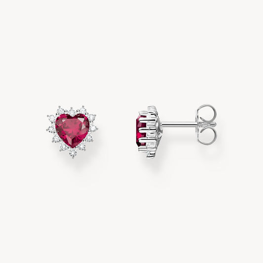 Boucles d'oreilles Thomas SABO Romance Argent Coeur Rubis de synthèse - BIJOUX - H2315-013-10