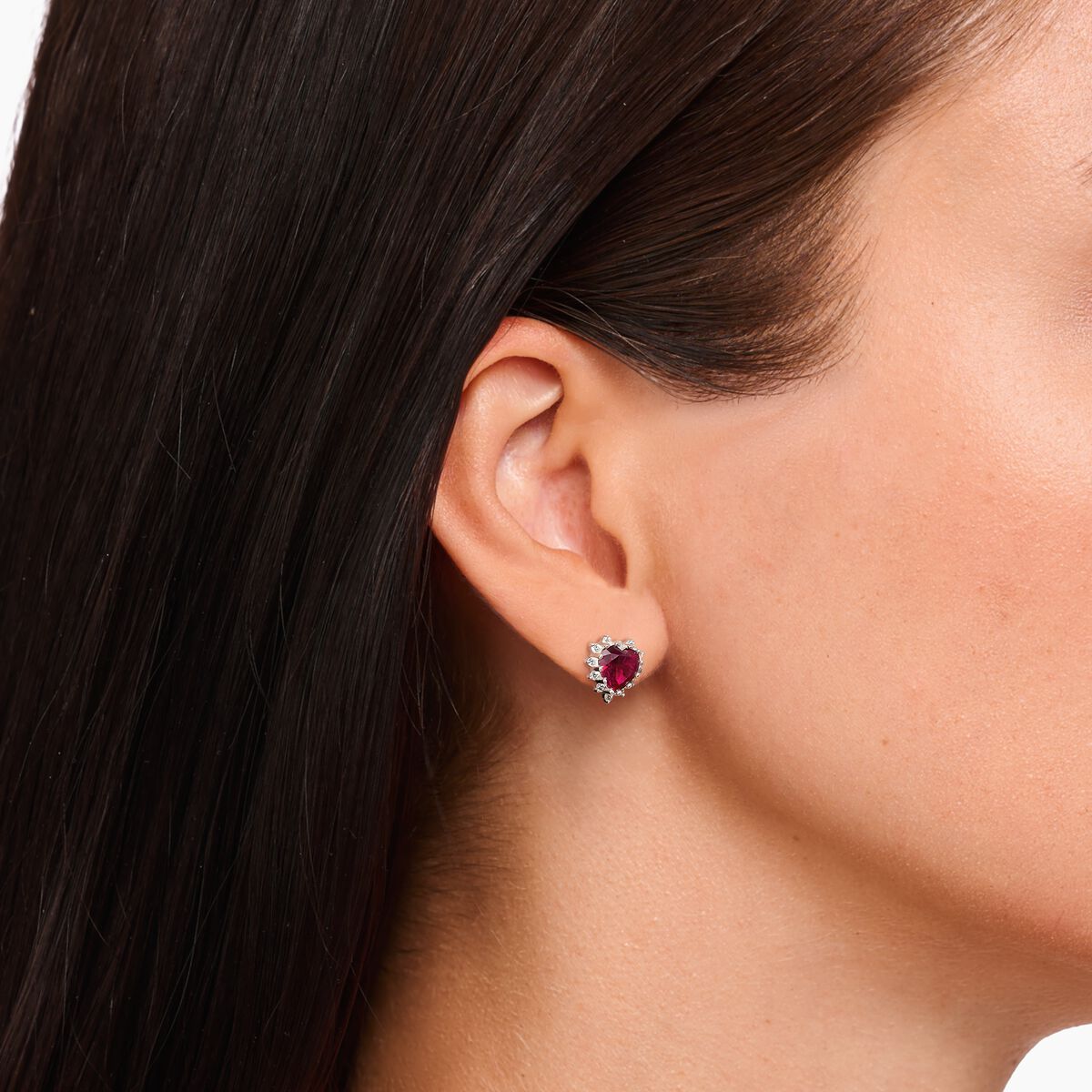 Boucles d'oreilles Thomas SABO Romance Argent Coeur Rubis de synthèse - BIJOUX - H2315-013-10