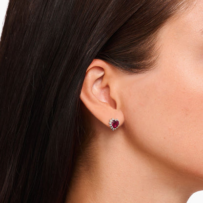 Boucles d'oreilles Thomas SABO Romance Argent Coeur Rubis de synthèse - BIJOUX - H2315-013-10