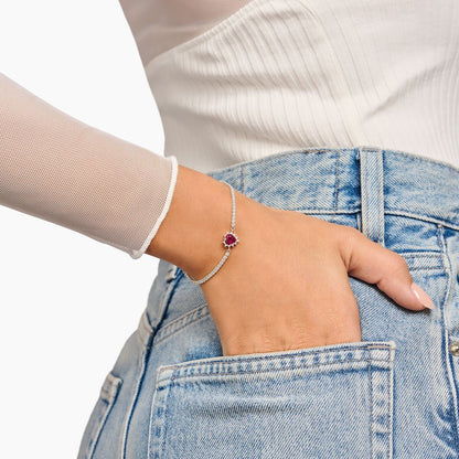 Bracelet Argent Thomas SABO Romance Coeur Rubis de synthèse - BIJOUX - A2188-013-10-L19V
