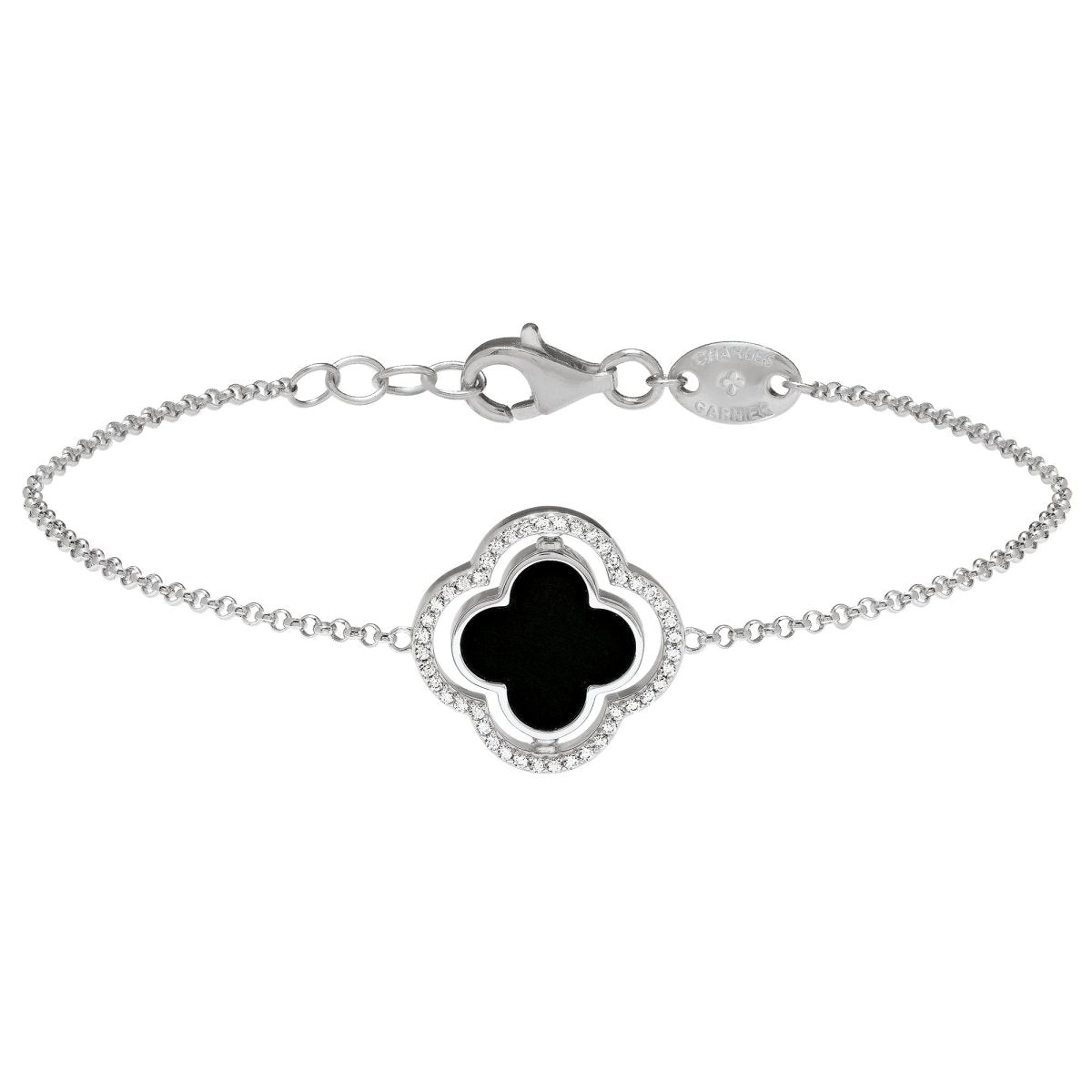 Bracelet Charles Garnier Légende réversible Argent Nacre et Onyx oxydes - Bijouterie TAMARA