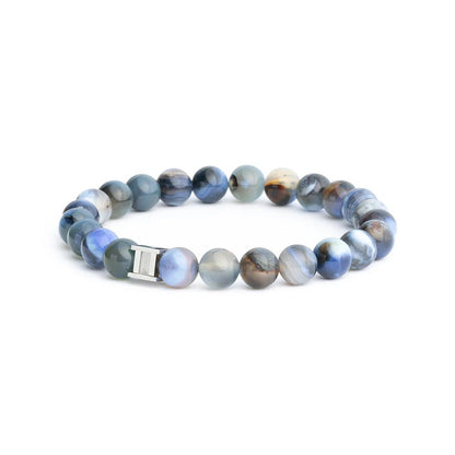Bracelet Gemini Indigo Agate Bleue 6mm - BIJOUX - G22XS