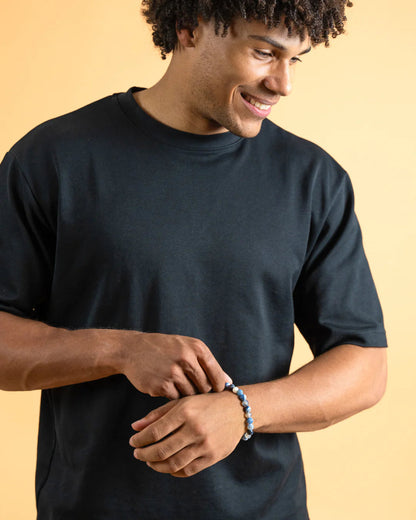 Bracelet Gemini Indigo Agate Bleue 6mm - BIJOUX - G22XS